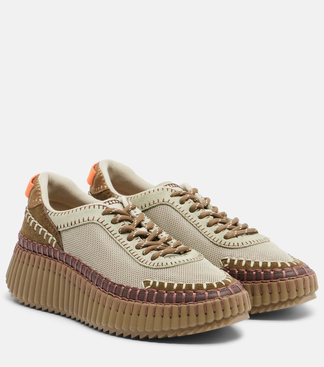 Chloé - Nama leather-trimmed platform sneakers