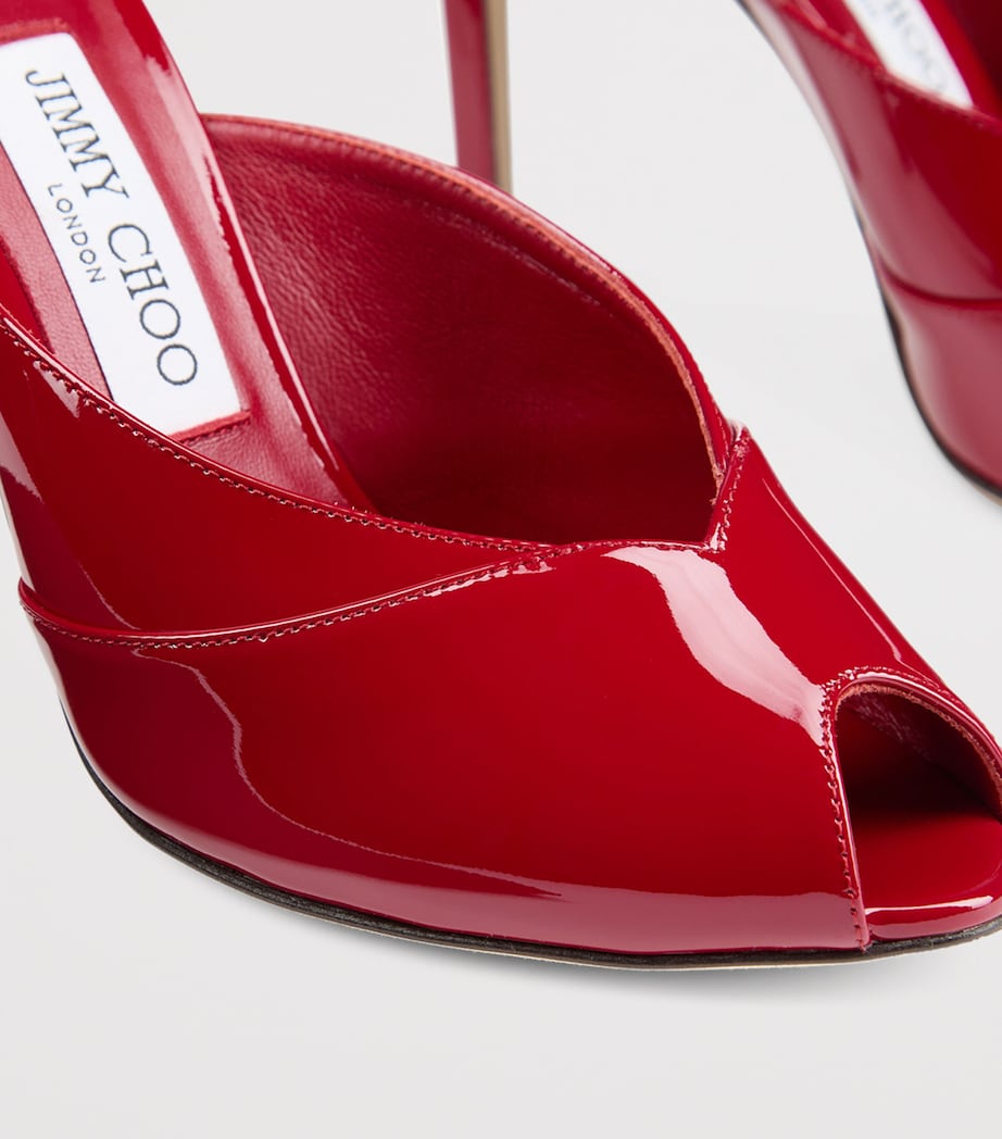 Jimmy Choo Red Brigitte 100 Patent Leather Mules