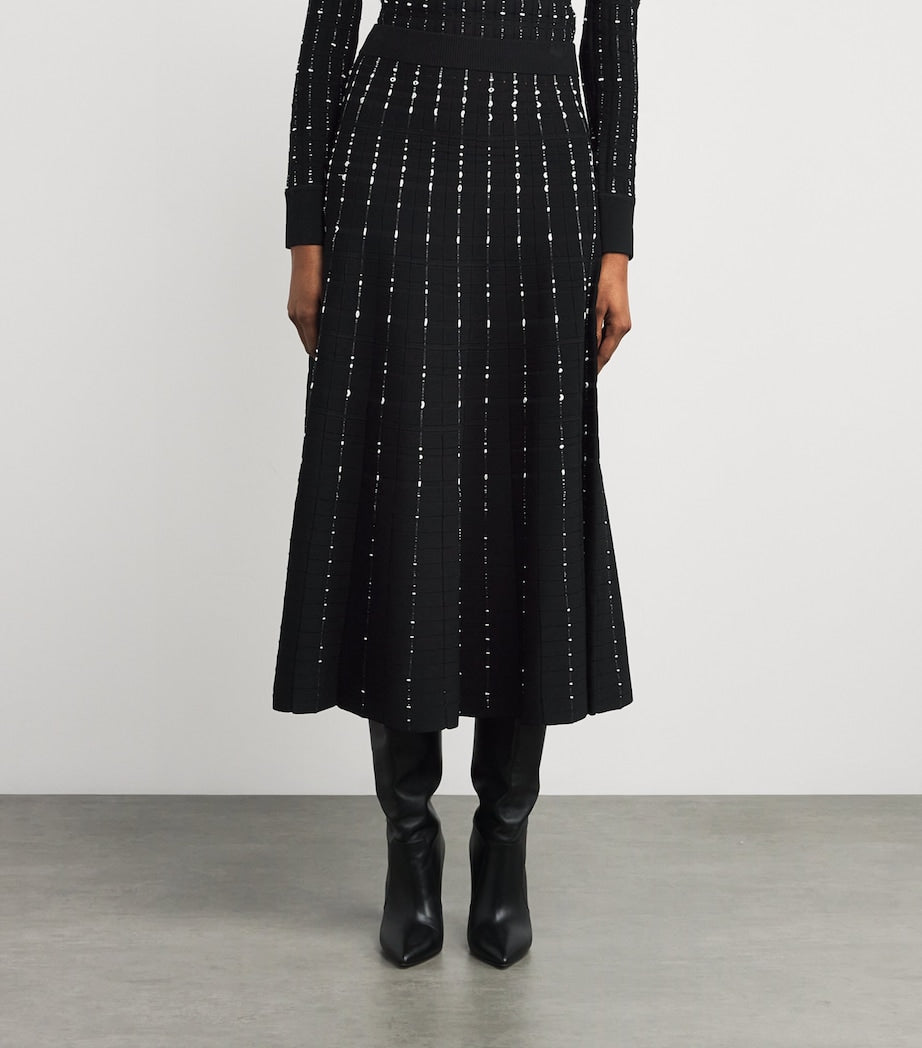 Multi Fragmented Stripes Midi Skirt