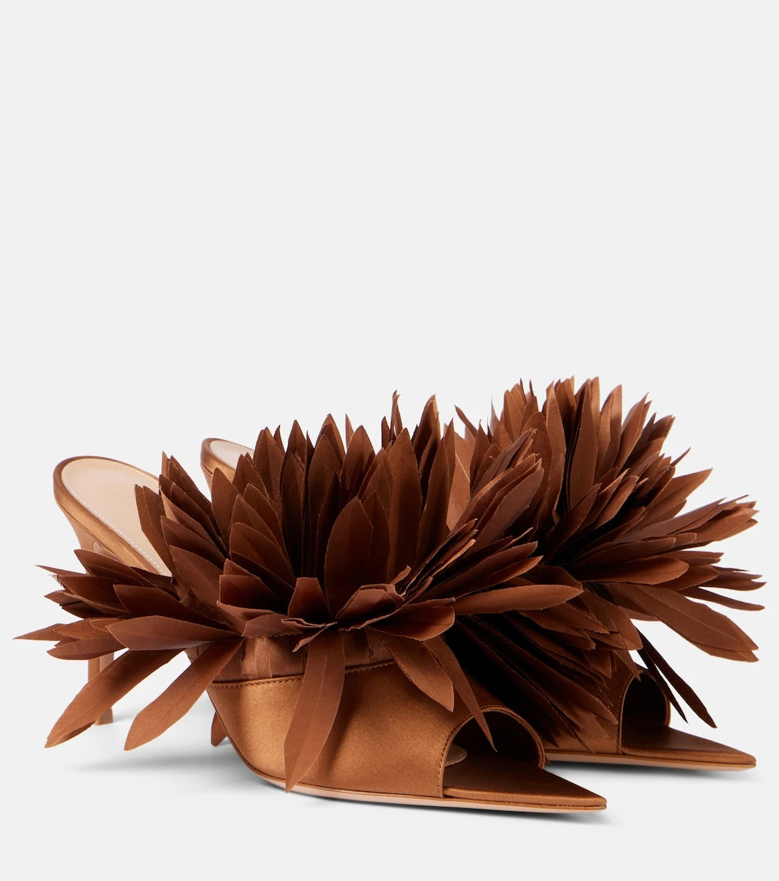 Gianvito Rossi - Daniah 85 appliqué crêpe satin mules