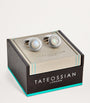 Rhodium-Plated Silver and Moonstone Graffiato Cufflink