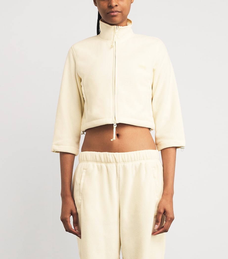 Skims Ivory Cropped Fleece Jacket