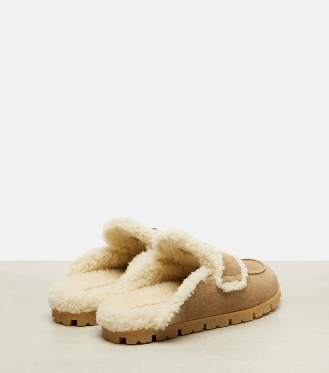 Prada - Shearling-lined suede mules