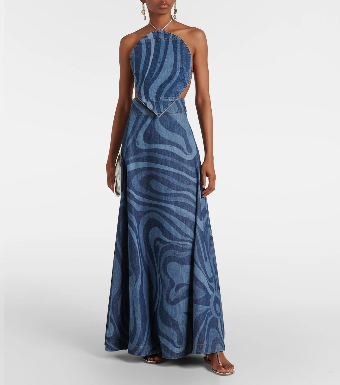 Pucci - Marmo high-rise denim maxi skirt