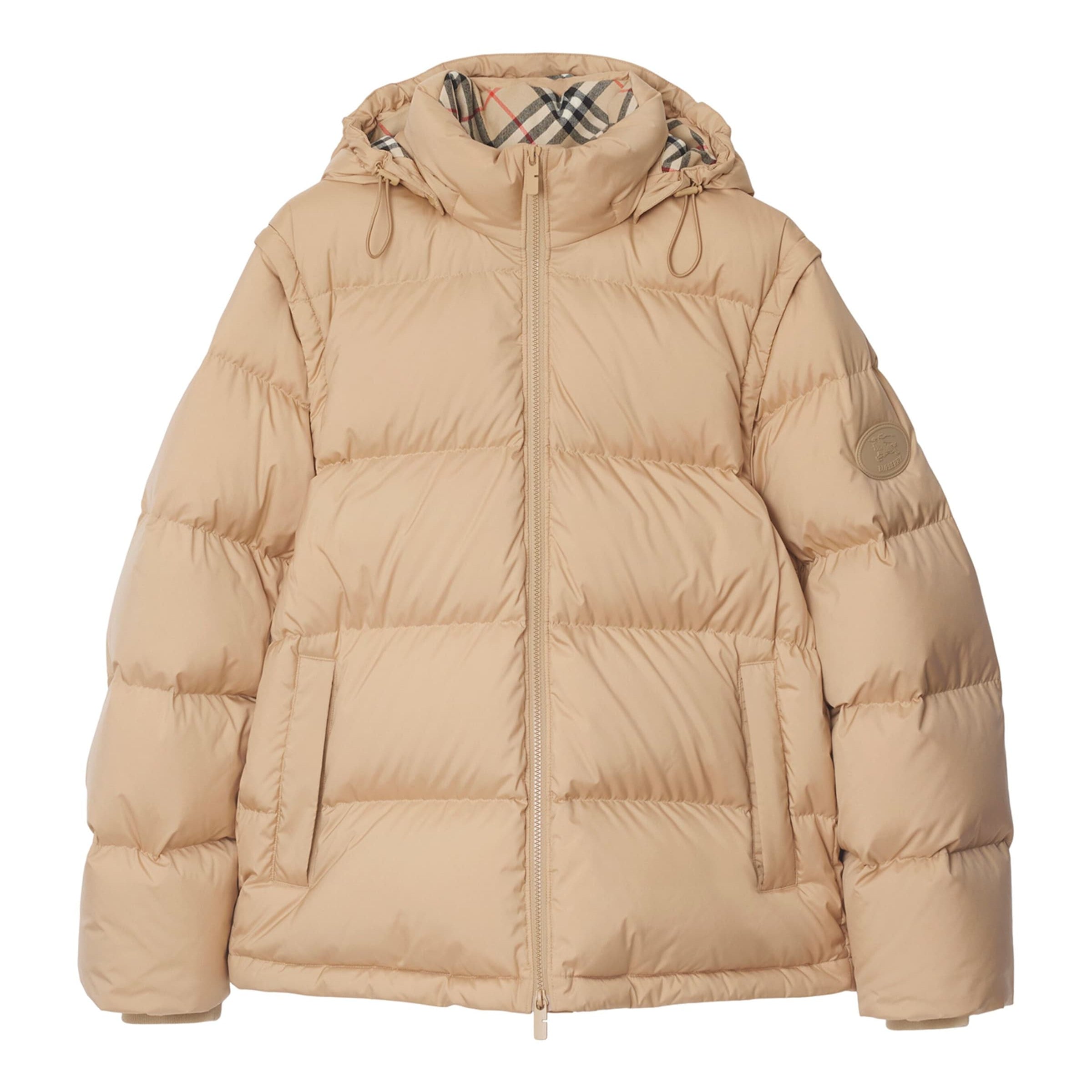 Beige Detachable-Sleeve Puffer Jacket