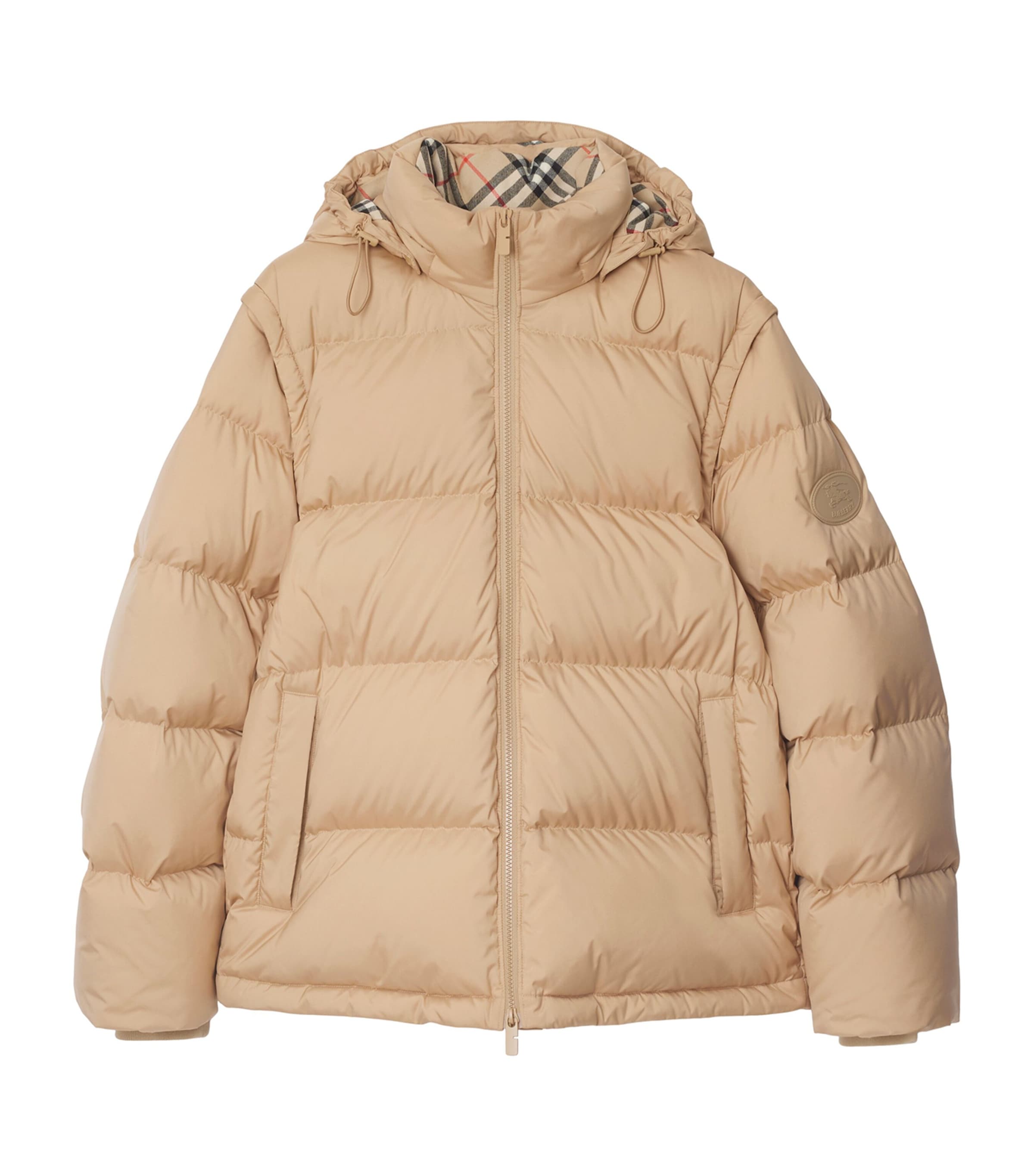 Beige Detachable-Sleeve Puffer Jacket
