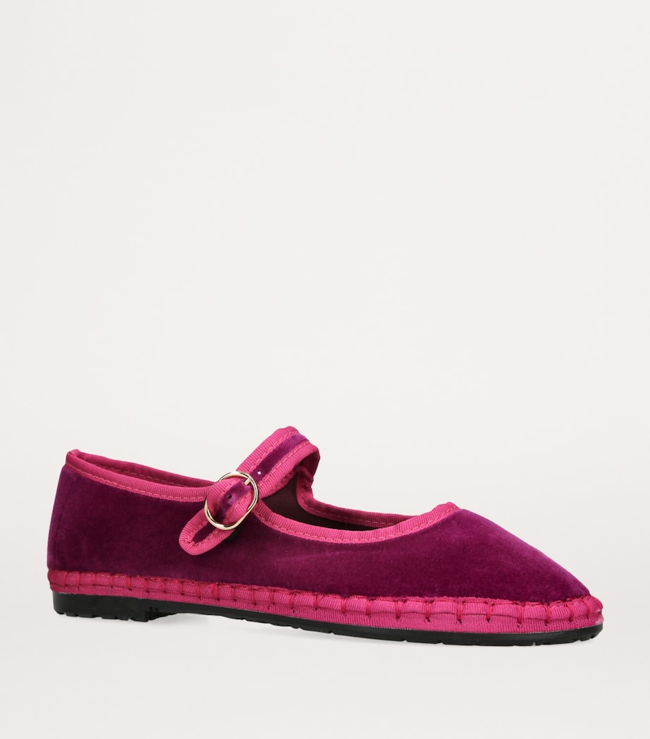 Flabelus Pink Velvet Nomi Mary Jane Flats