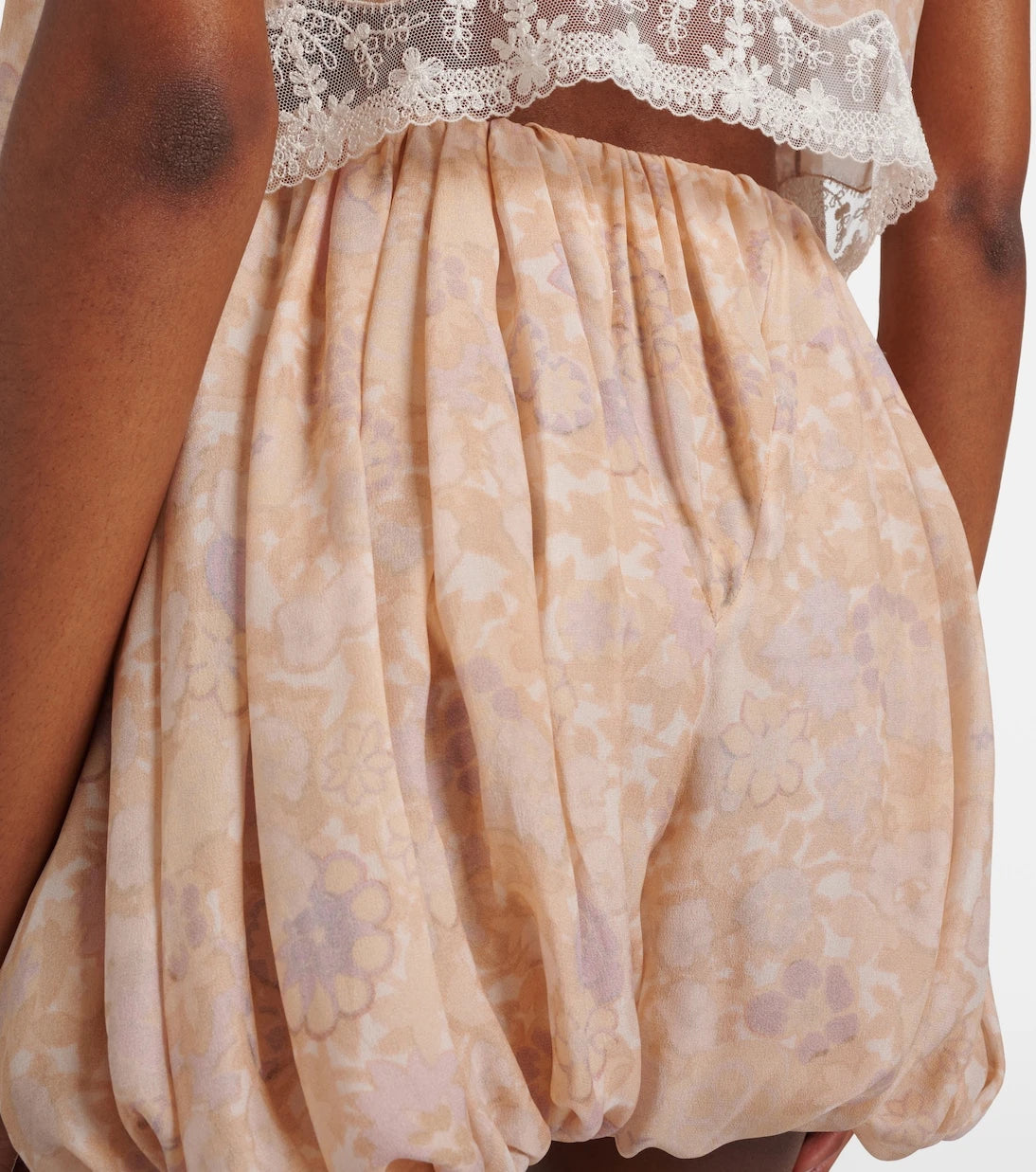 Chloé - Floral pleated silk charmeuse shorts