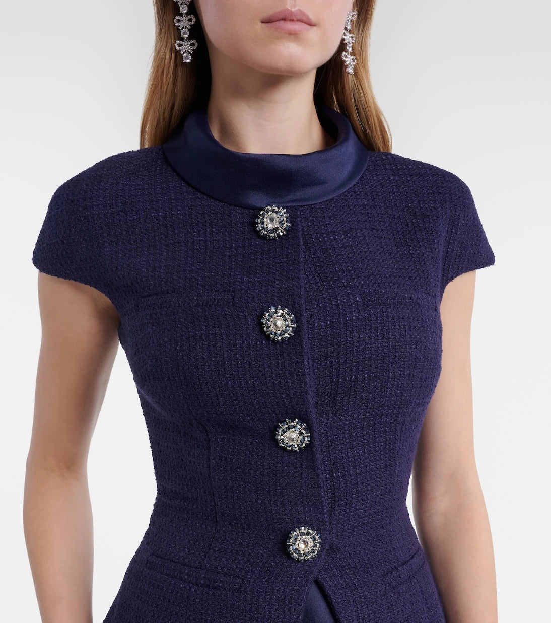 Self-Portrait - Bouclé taffeta midi dress