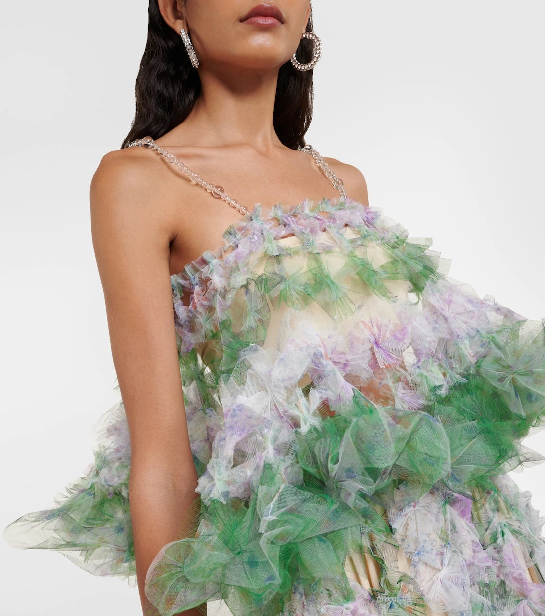 Susan Fang - Embellished tulle crop top
