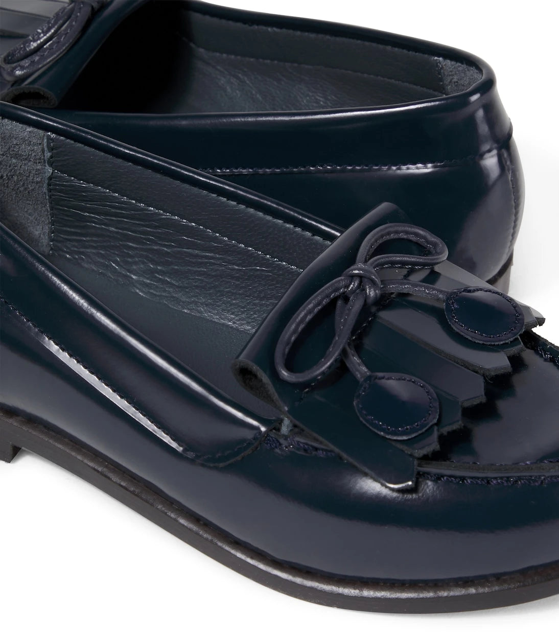 Bonpoint - Jazz bow-detail fringed leather loafers