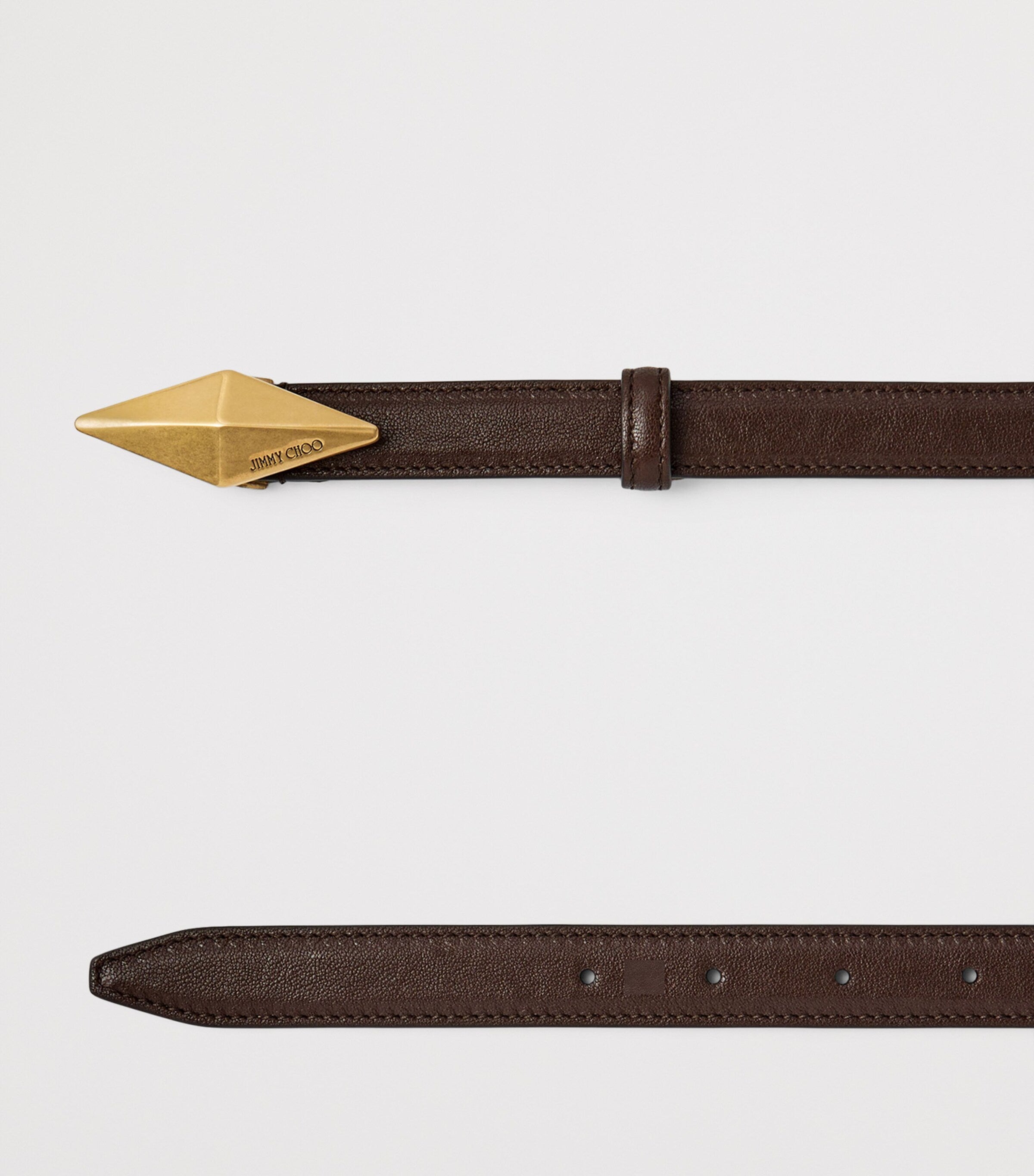 Brown Leather Diamond Clasp Belt