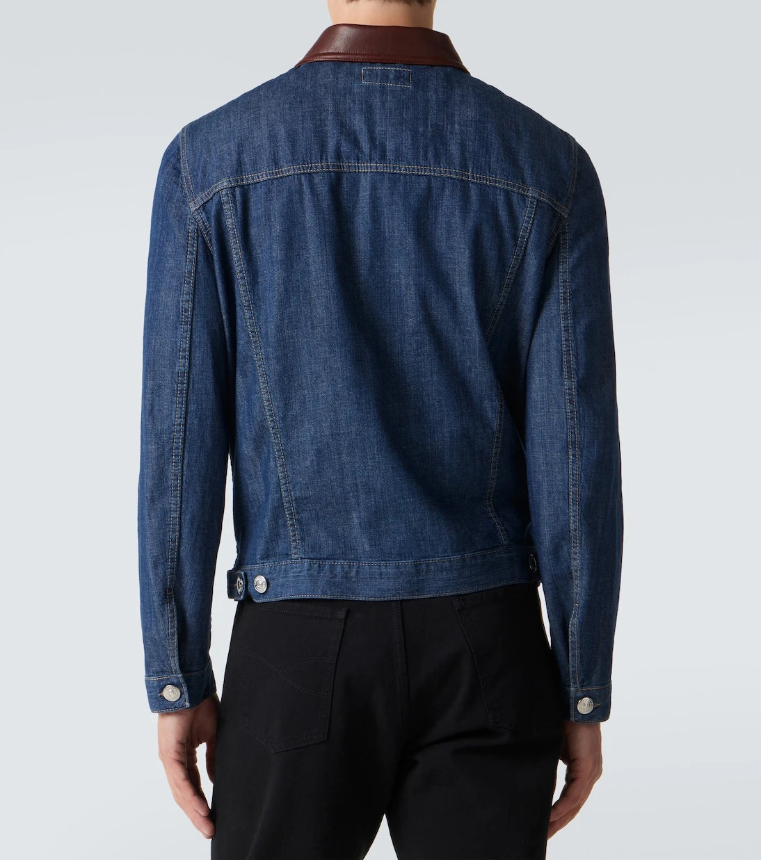 Brunello Cucinelli - Leather-trimmed denim jacket