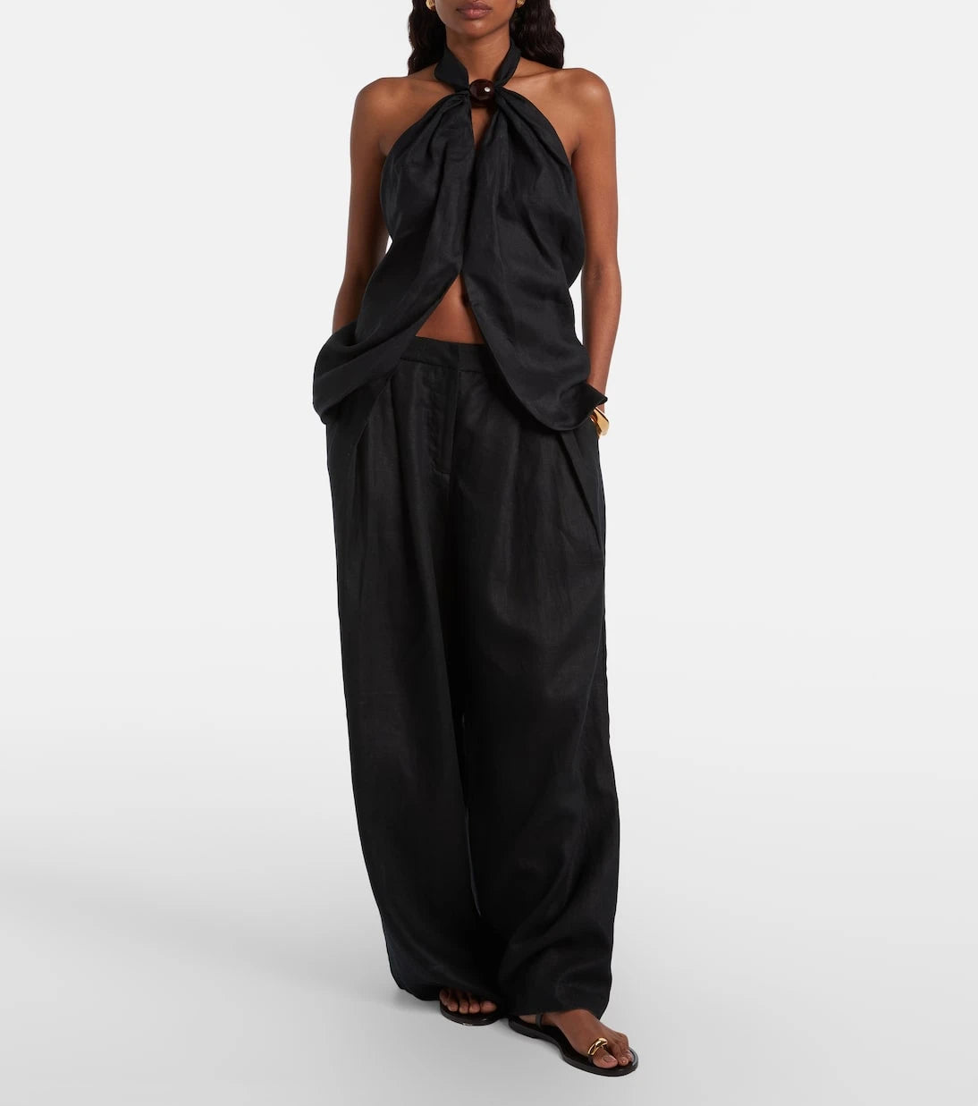 Faithfull - Sofia pleated linen wide-leg pants