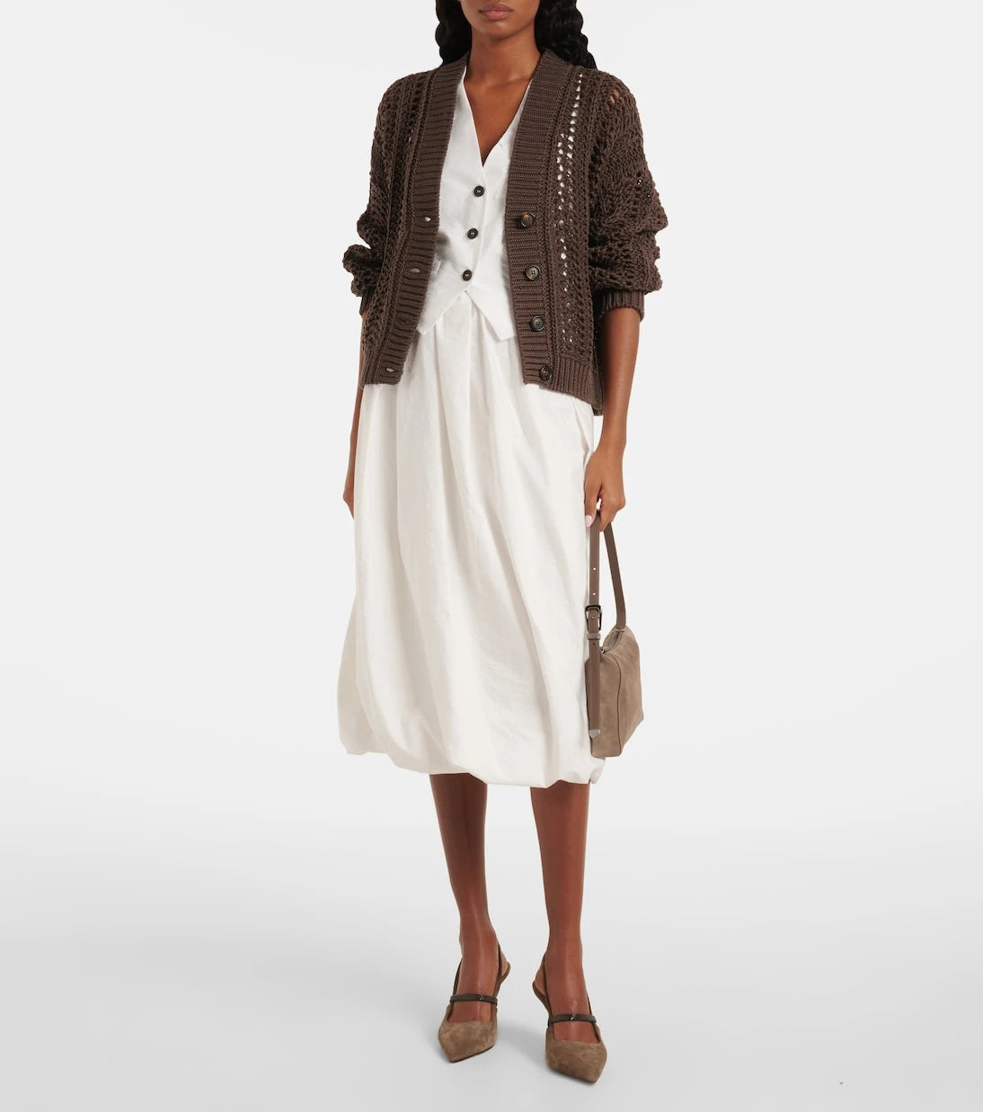 Brunello Cucinelli - Monili appliqué cotton-blend poplin vest