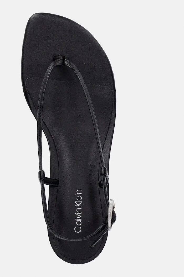 Calvin Klein сандали от кожа KITT HEEL SNDL STRAPPY SLING LTH
