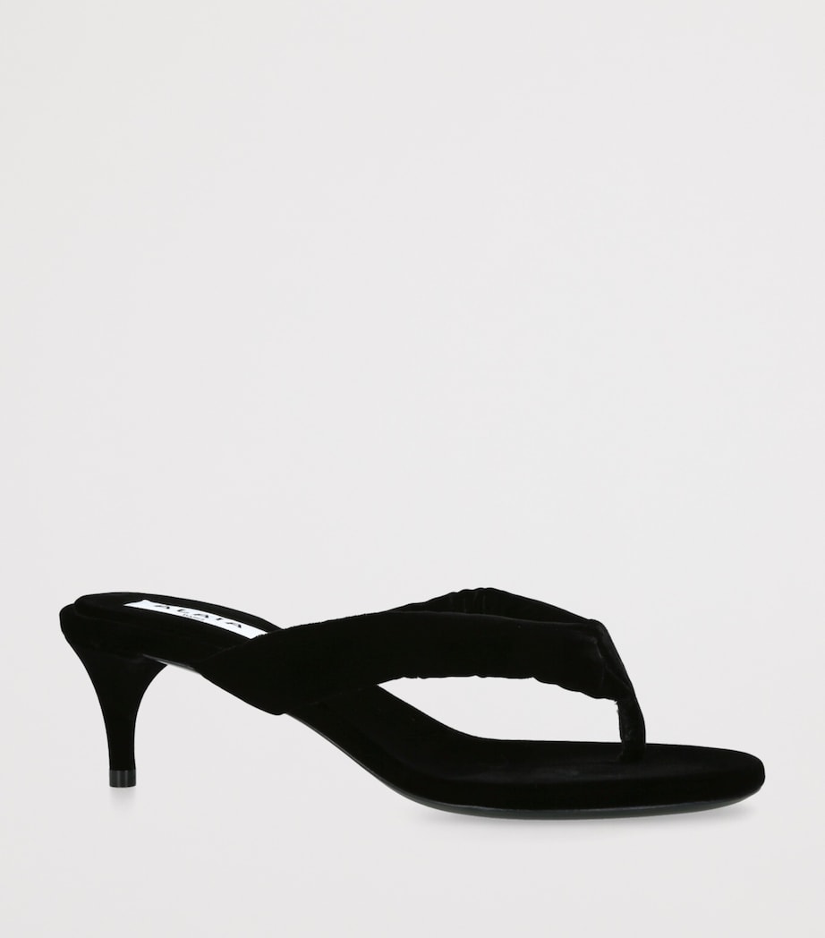 Alaïa Black Velvet Thong Sandals 55
