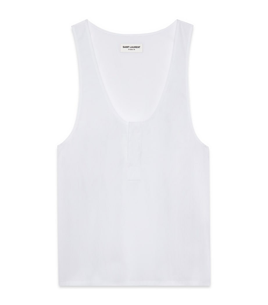 Saint Laurent White Cotton Tank Top