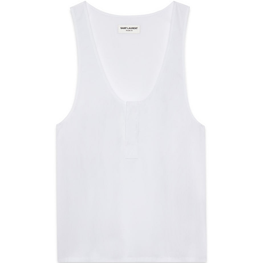 Saint Laurent White Cotton Tank Top