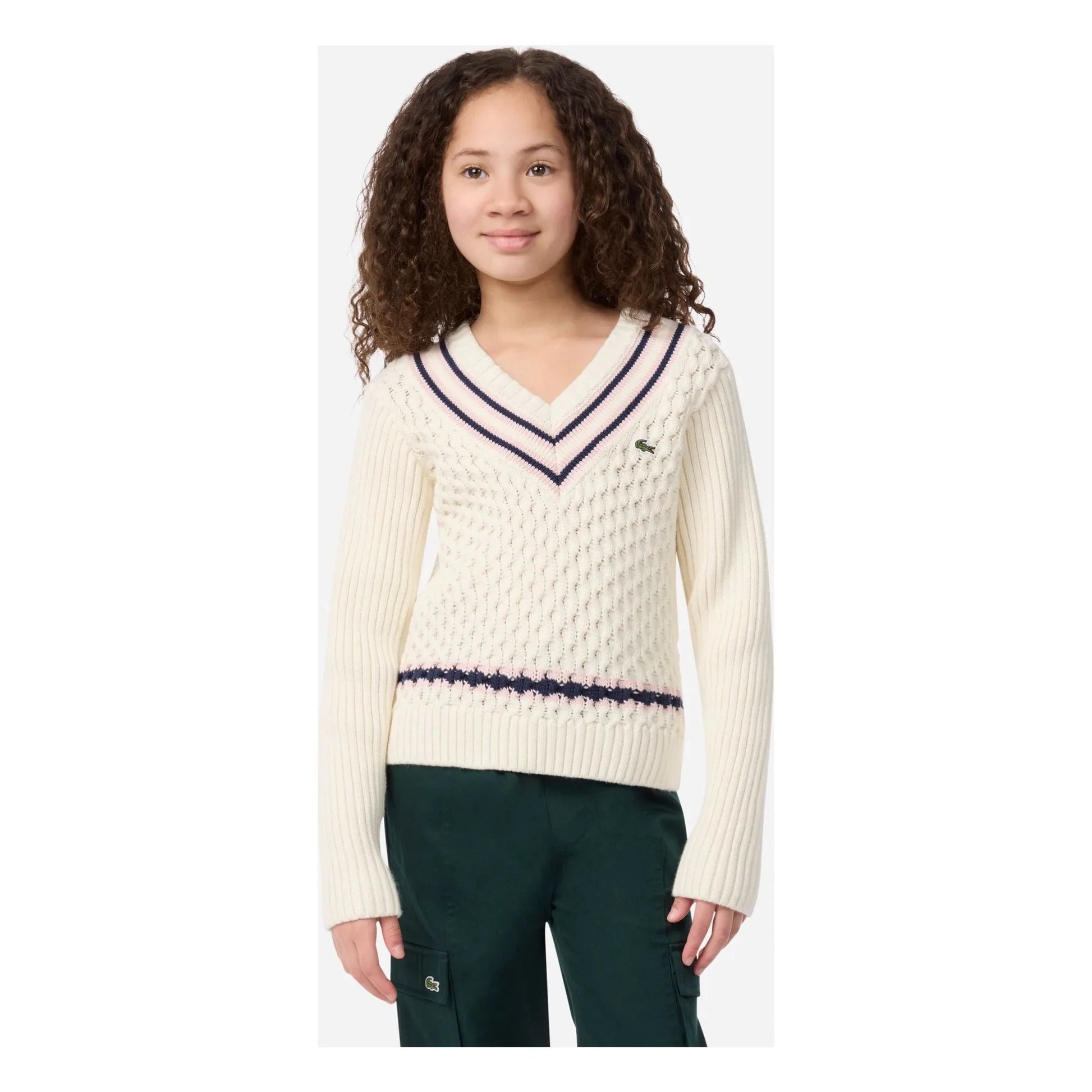 Lacoste - Organic cotton cable knit sweater | Ecru
