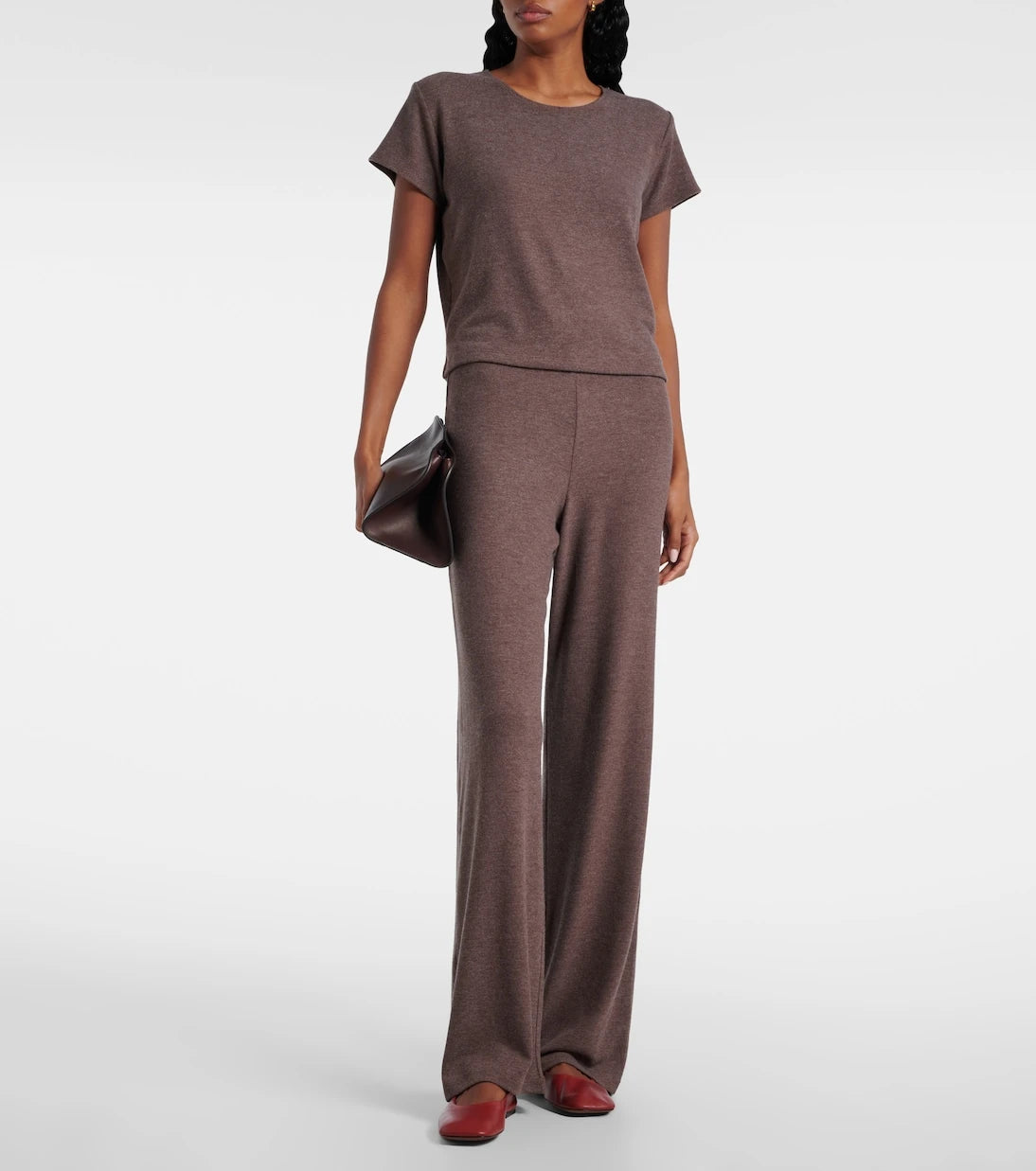 Leset - Lauren mid-rise jersey wide-leg pants