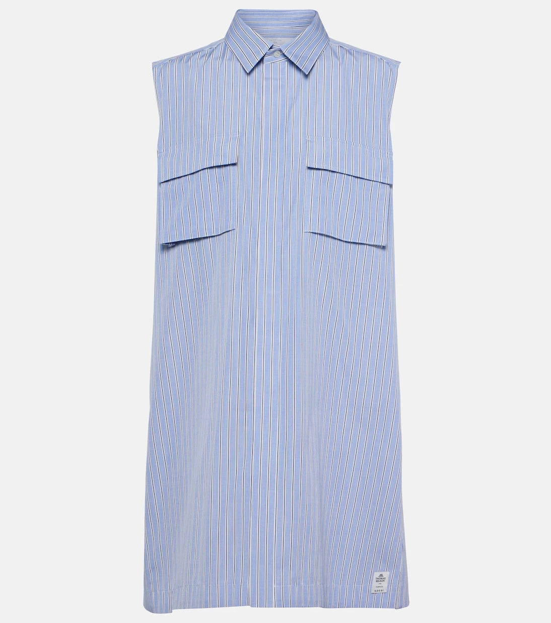 Sacai - Striped cotton poplin shirt dress