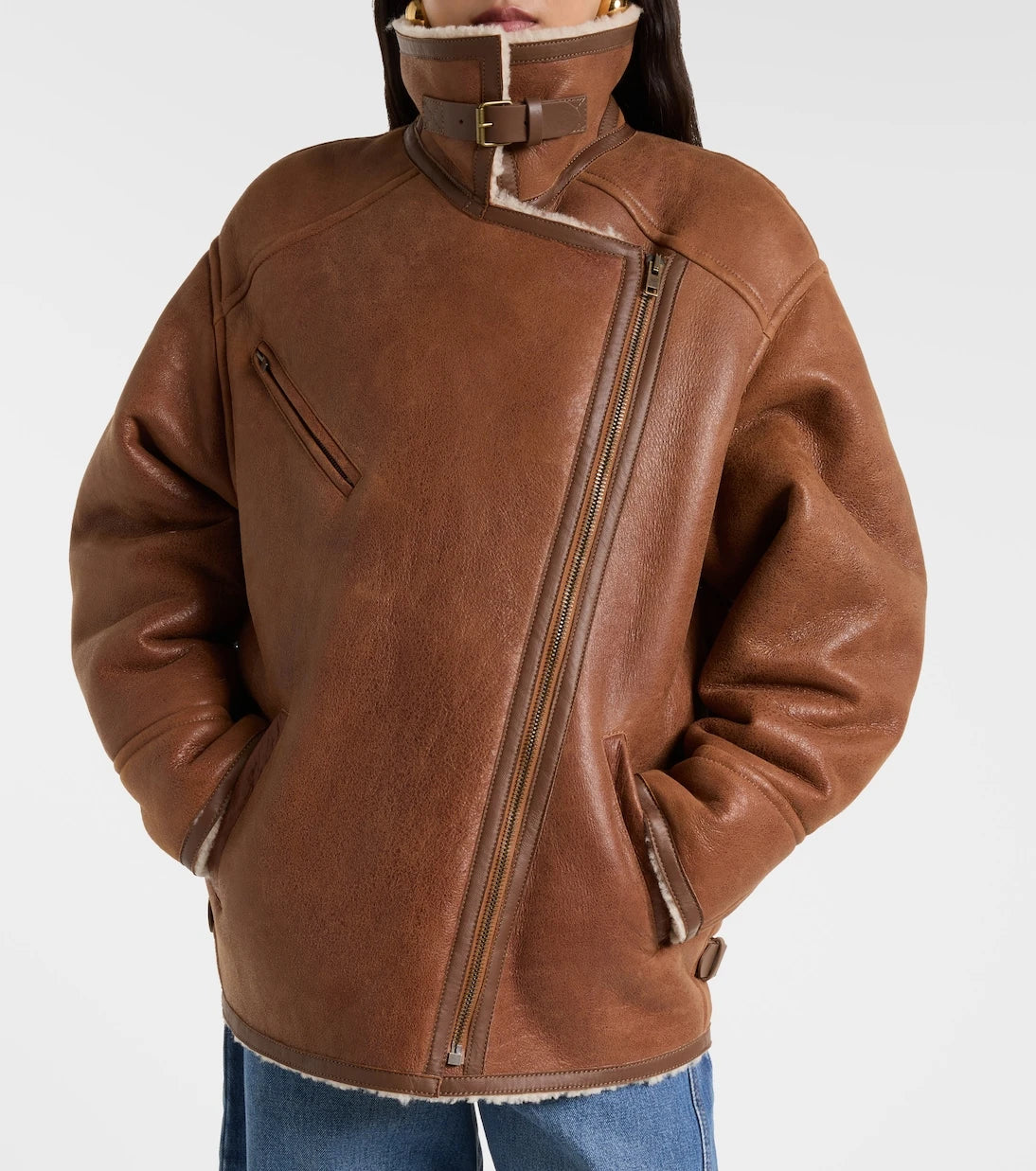 Isabel Marant - Adelina shearling-trimmed leather jacket