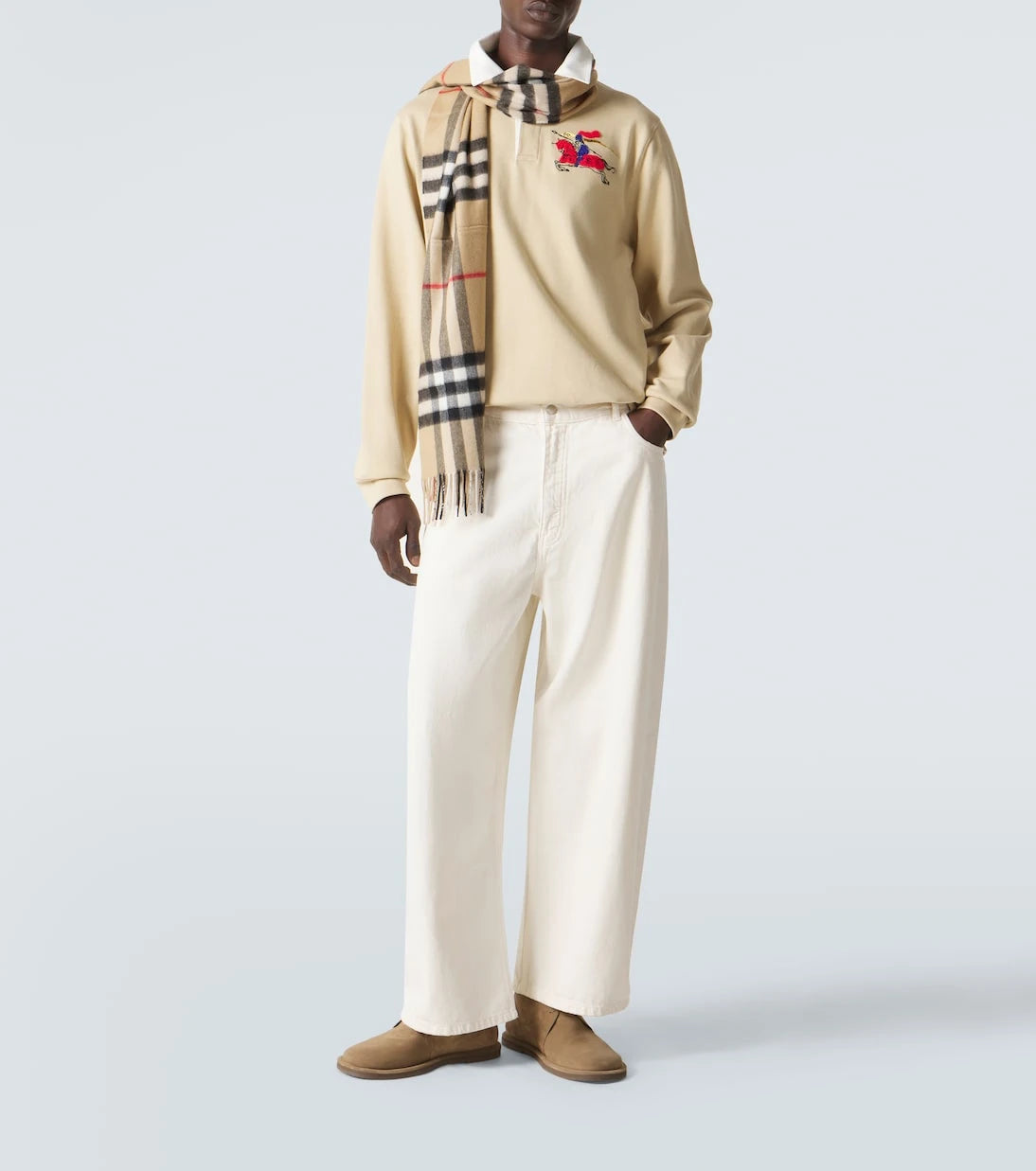 Burberry - سويتر بولو قطن بنقشة EKD
