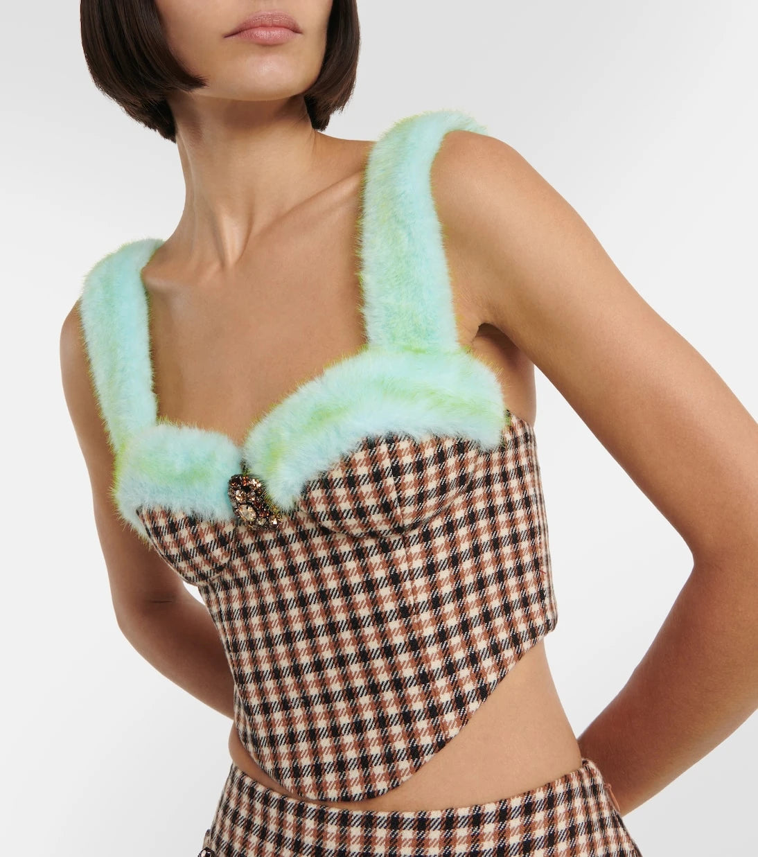 Area - Checked wool and cotton bustier