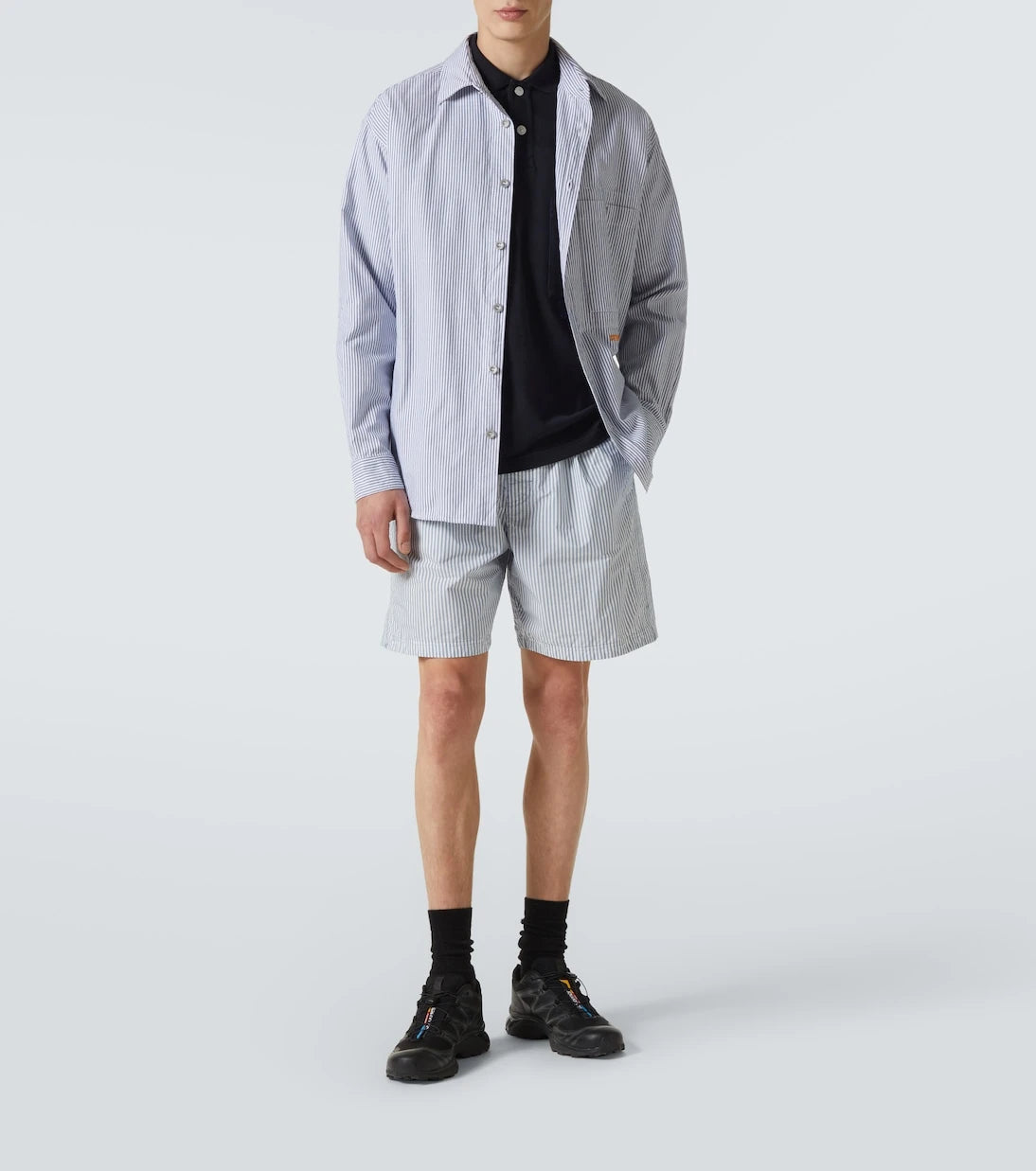 Stone Island - شورت برمودا مخطط مارينا