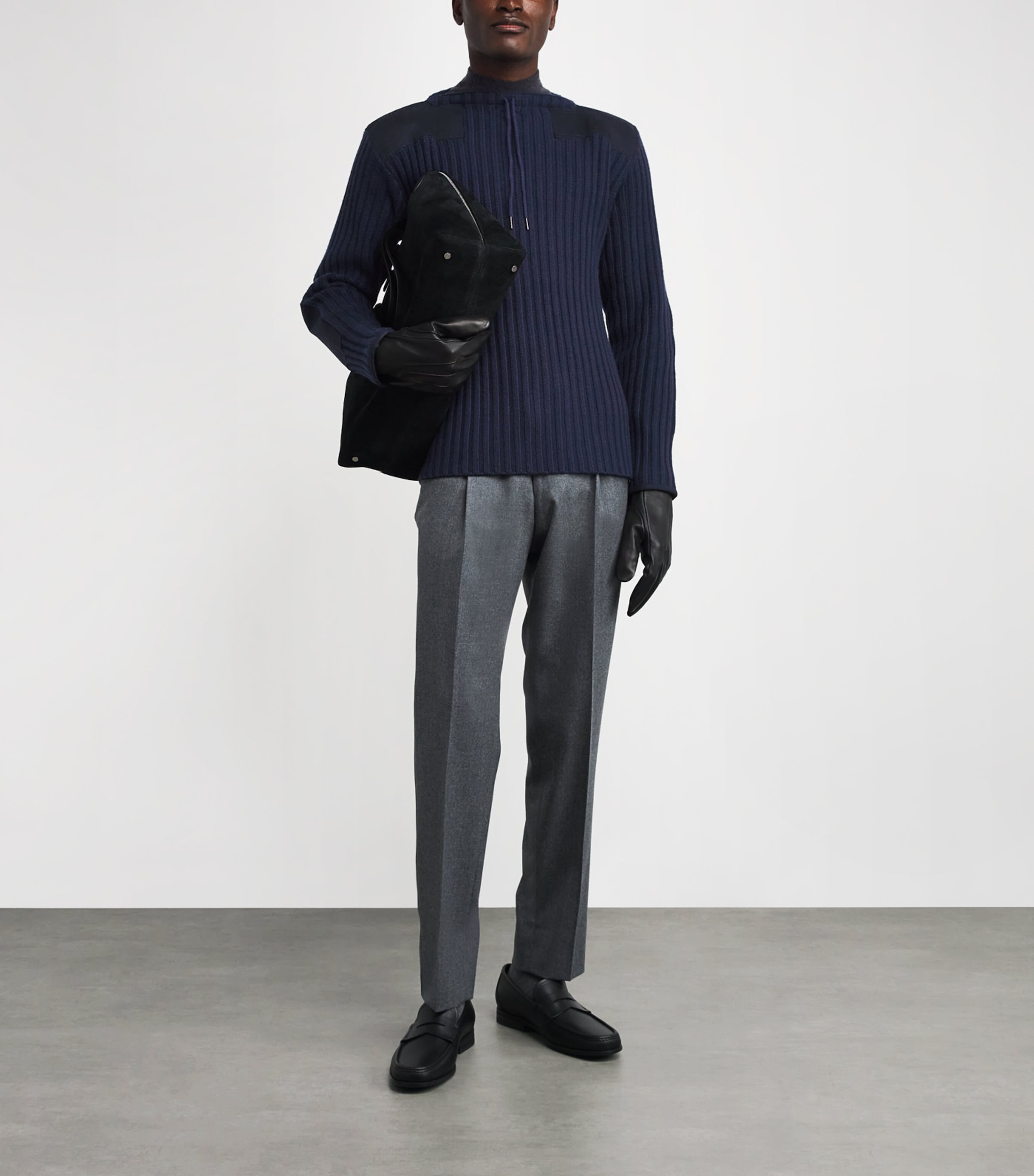 Navy Merino Wool-Cashmere 007 Sweater