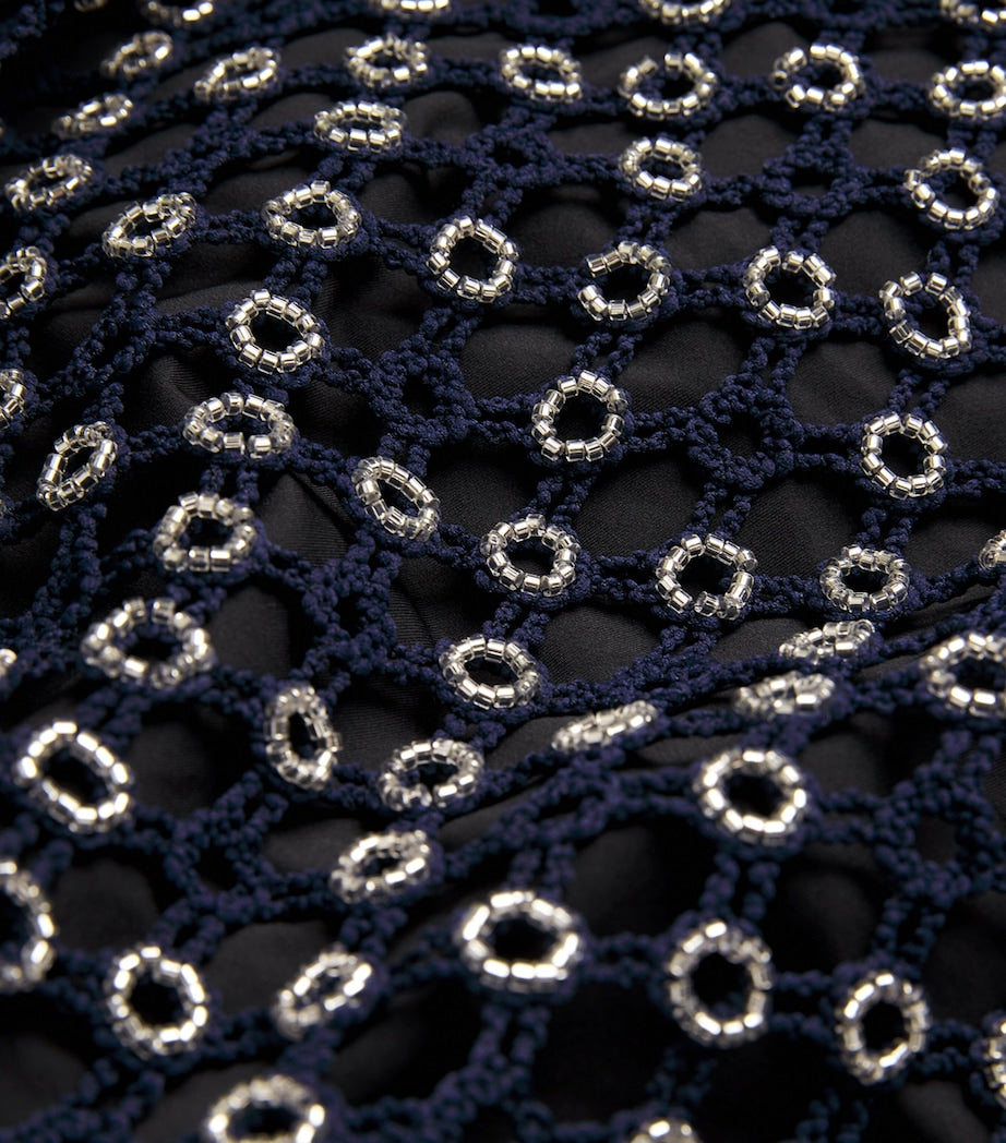 Crochet Beaded Midi Dress NAVY