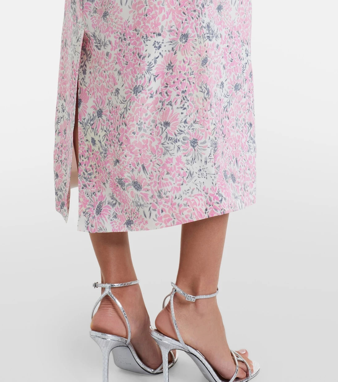 Alessandra Rich - Floral peplum silk midi dress