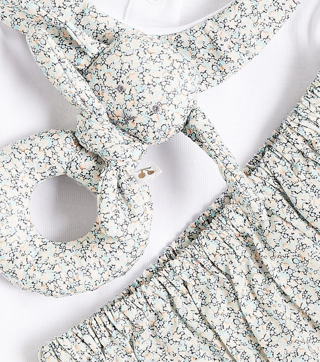 Bonpoint - Baby cotton top, bloomers, and rattle set