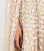 Needle & Thread Beige Cape-Detail Clover Maxi Dress