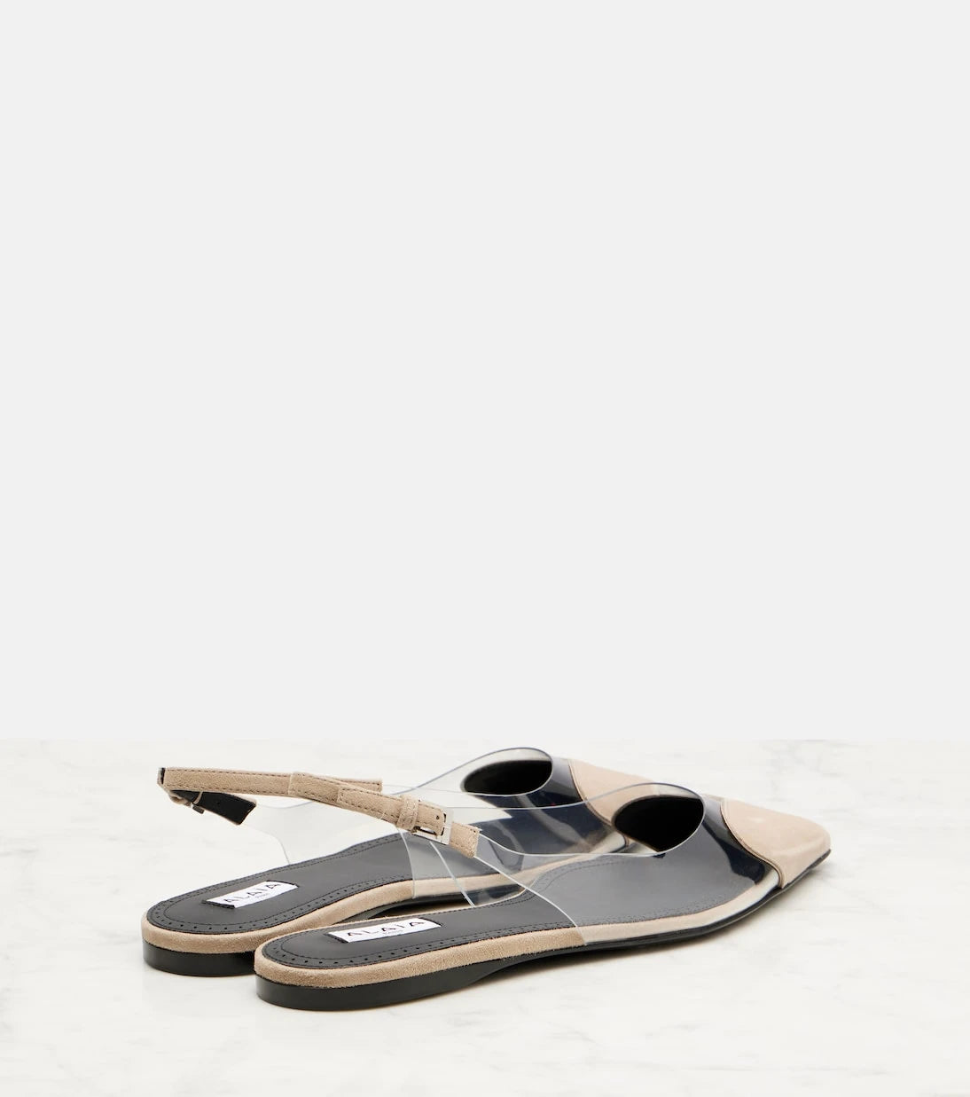 Alaïa - Cœur suede and PVC slingback ballet flats
