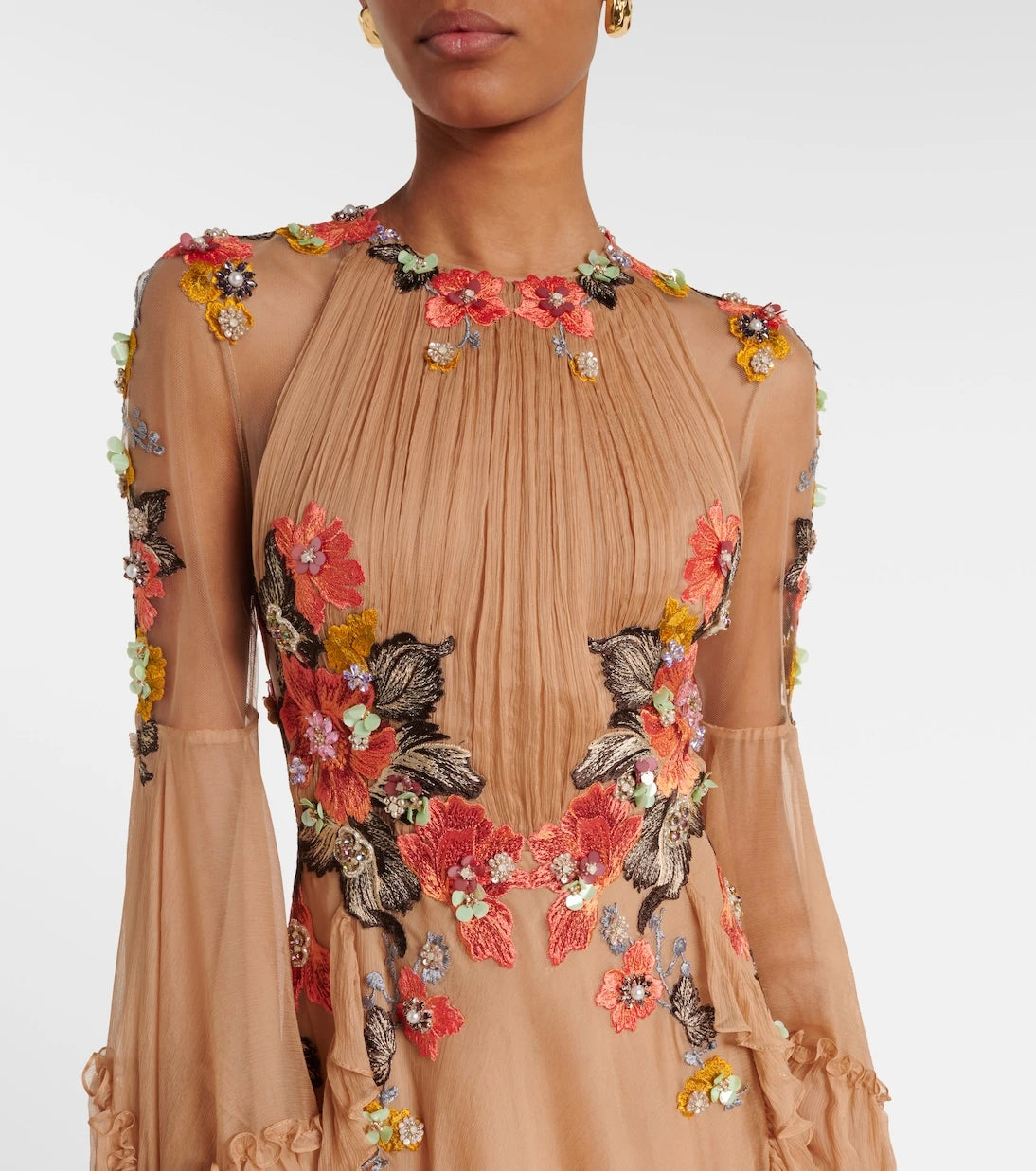 Costarellos - Zilara embellished silk georgette gown