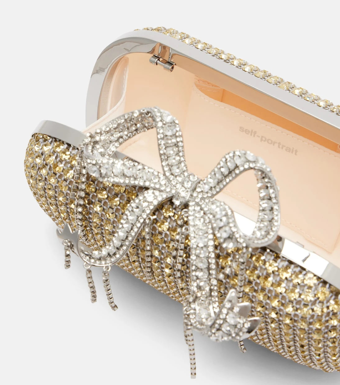 Self-Portrait - Crystal-embellished box clutch