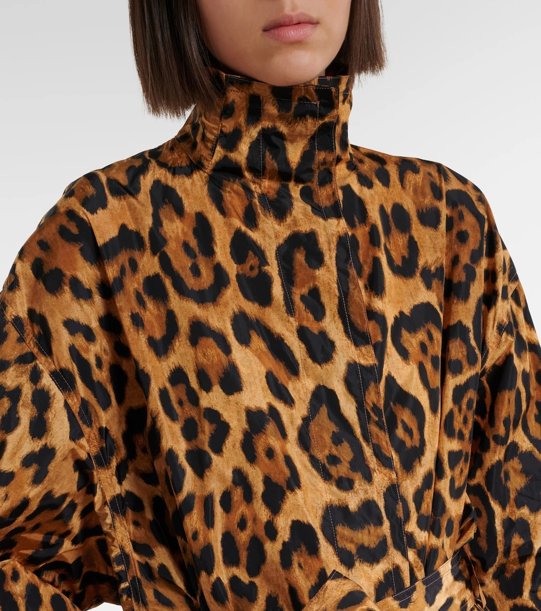 Alaïa - Animal-print taffeta trench coat
