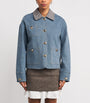 Sandro Paris Blue Denim Check-Trim Jacket