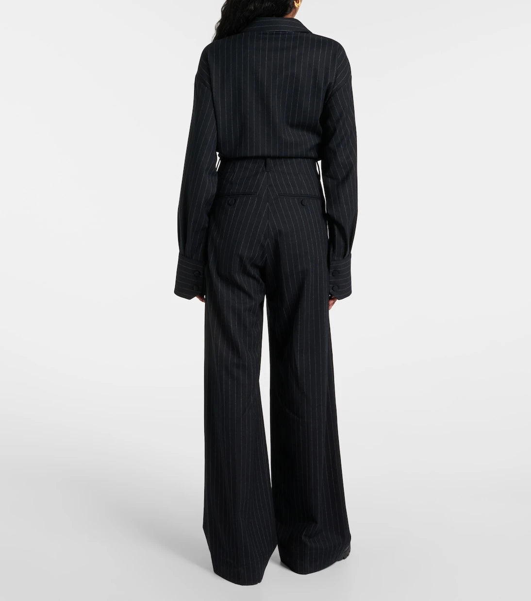 Plan C - Pinstripe wool-blend wide-leg pants
