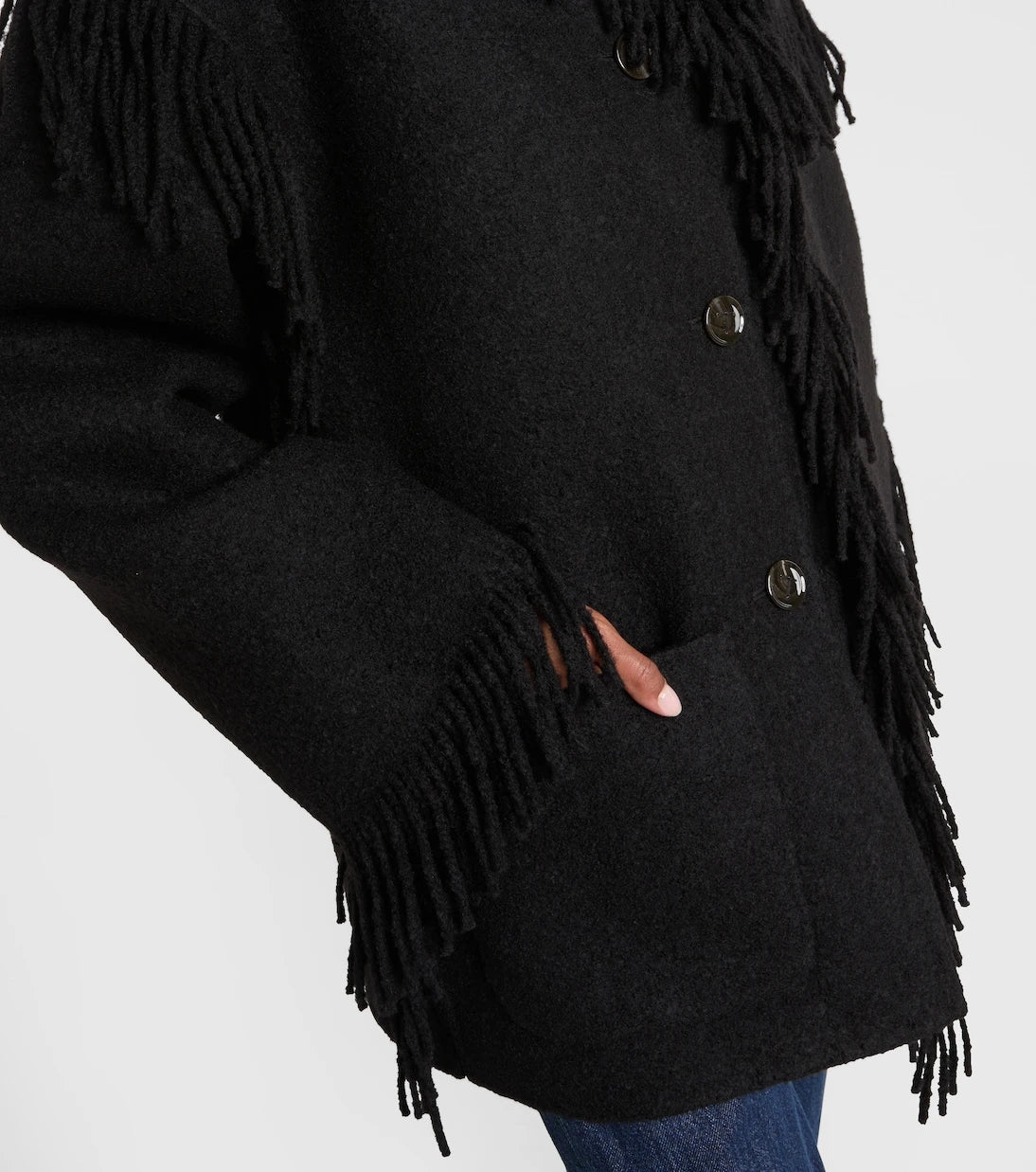 Toteme - Fringed scarf-detail wool-blend jacket