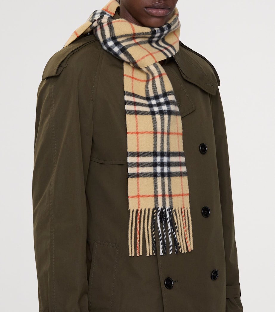 Burberry Beige Cashmere Narrow Check Scarf