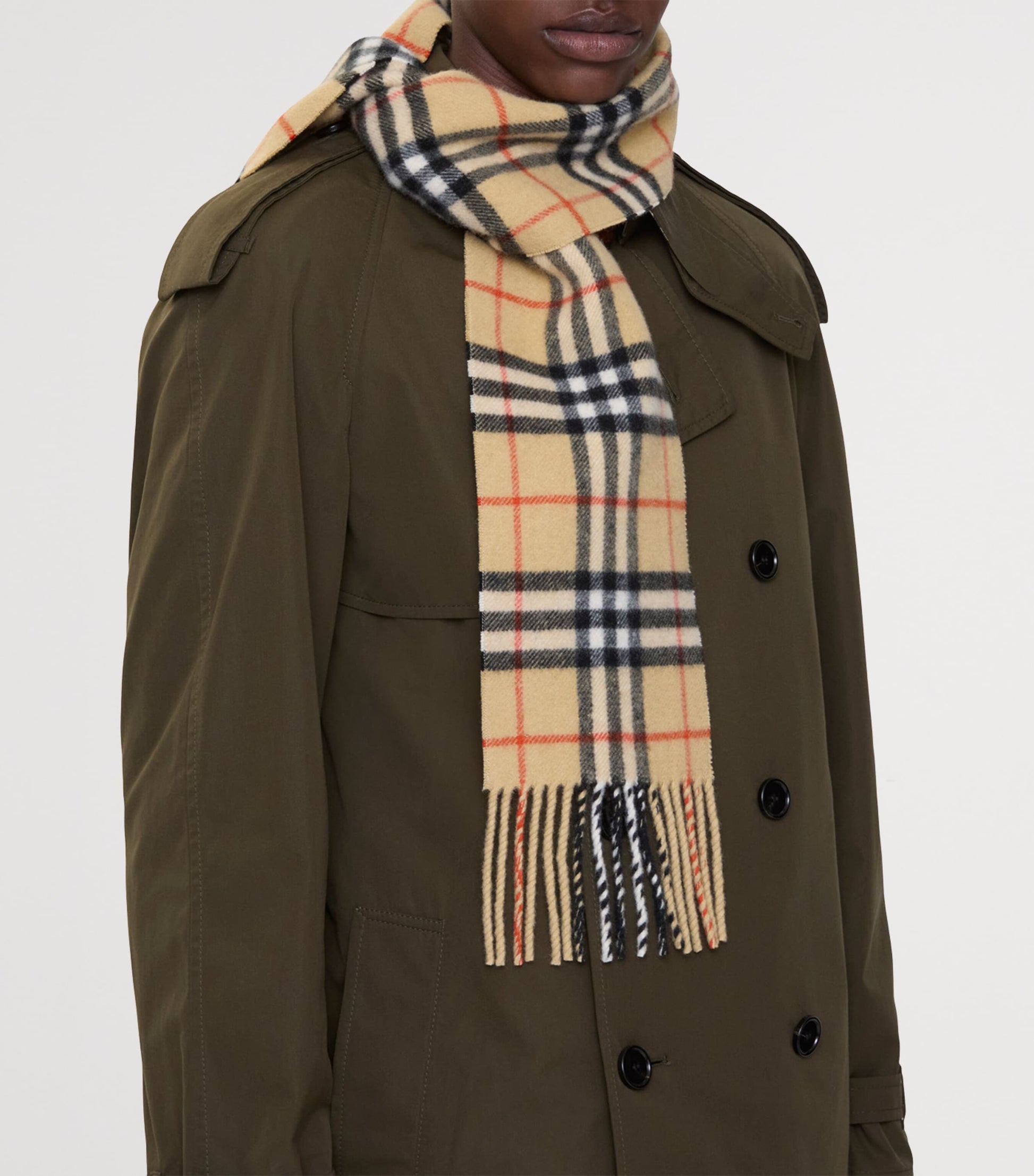 Cashmere Narrow Check Scarf