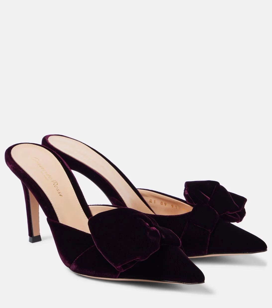 Gianvito Rossi - 85 bow-detail velvet mules