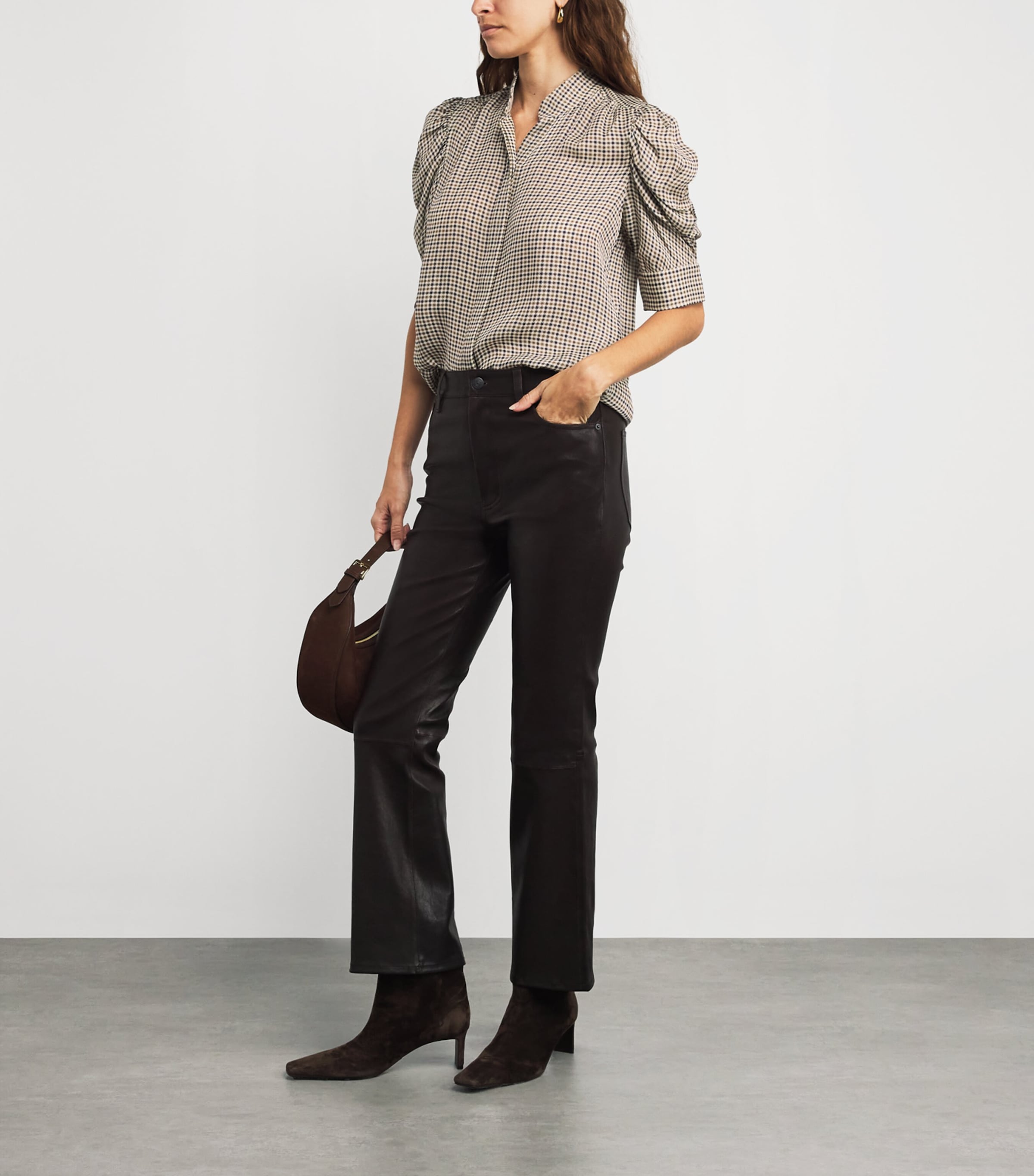 Silk Houndstooth Gillian Top