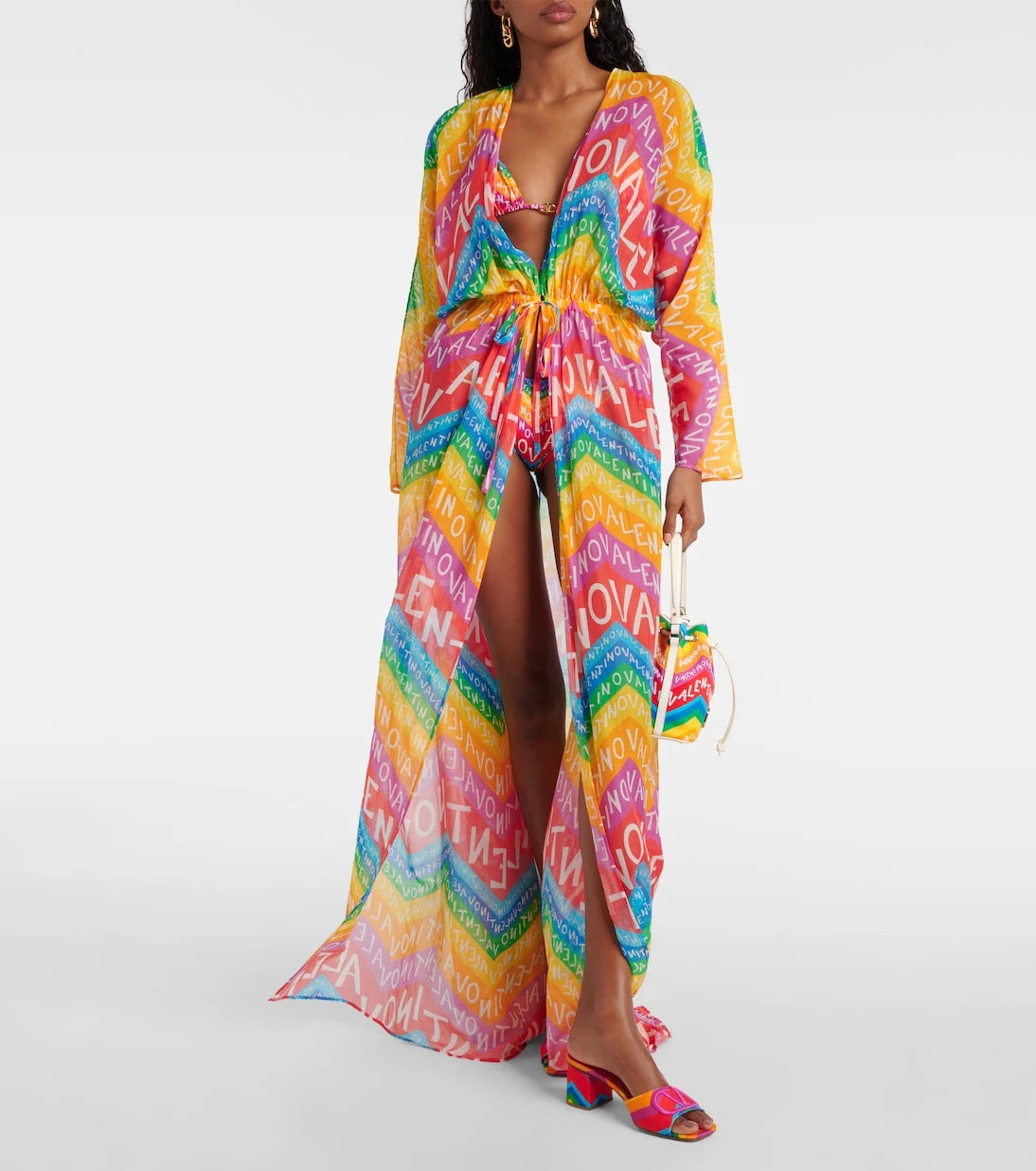 Valentino - Logo cotton-blend beach cover-up