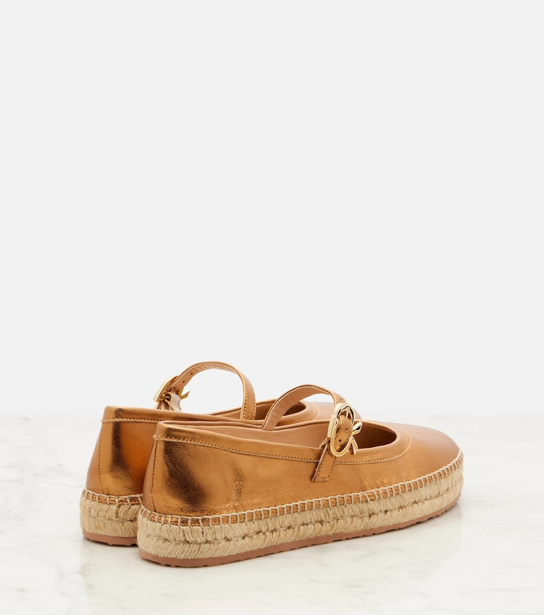 Gianvito Rossi - Elda metallic leather espadrilles