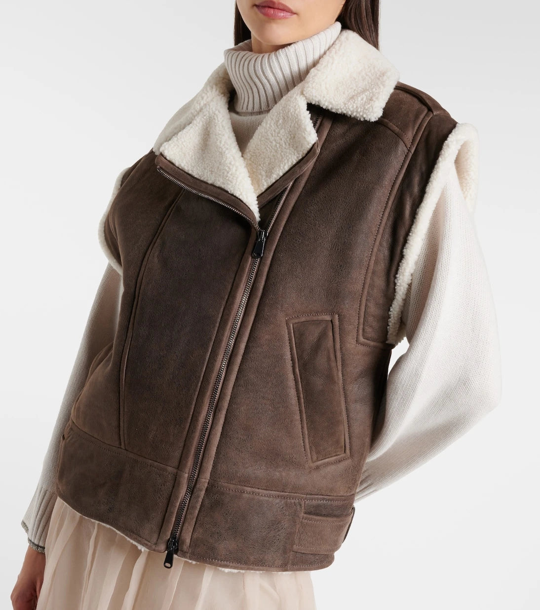 Brunello Cucinelli - Shearling-lined leather vest