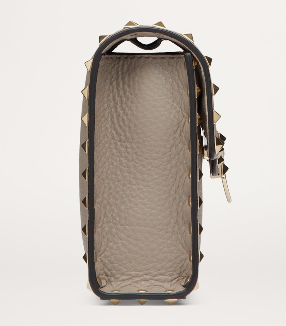 Valentino Garavani Grey Calf Leather Rockstud Alcove Shoulder Bag